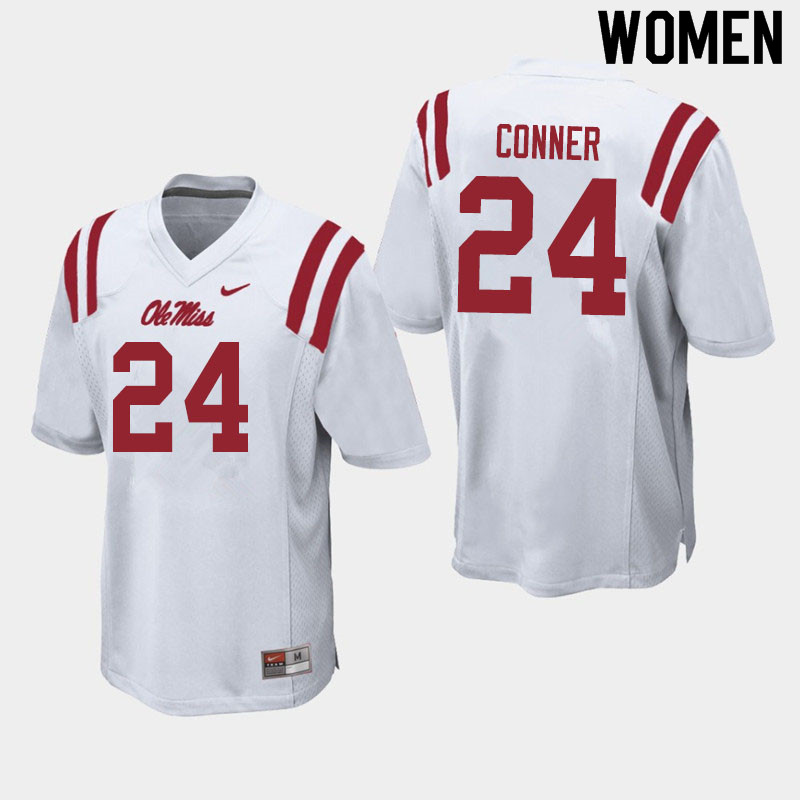 Women #24 Snoop Conner Ole Miss Rebels College Football Jerseys Sale-White - Click Image to Close